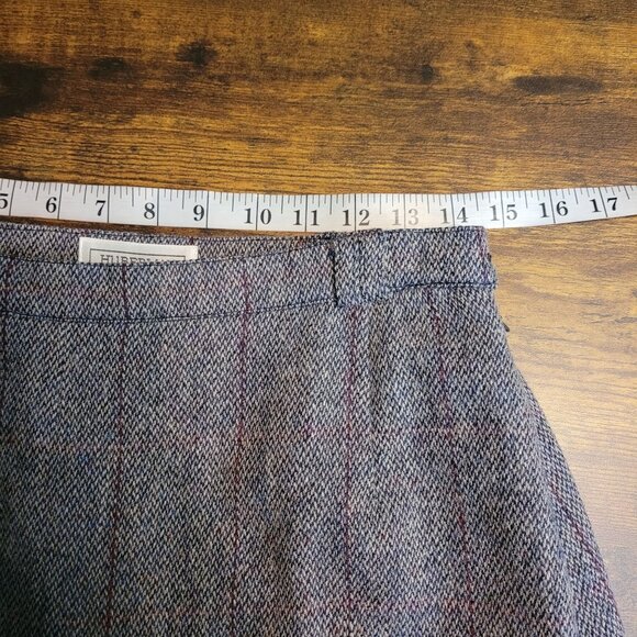 Vtg Hubberman Ireland Wool Tweed Midi Skirt Size 12 Pleated Windowpane Preppy - Picture 5 of 7